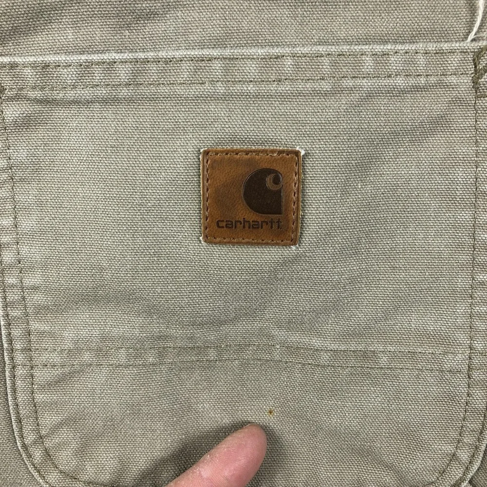 Carhartt Pants Mens 42x34 Beige Canvas Dungaree Fit Carpenter Workwear B11 DES‎